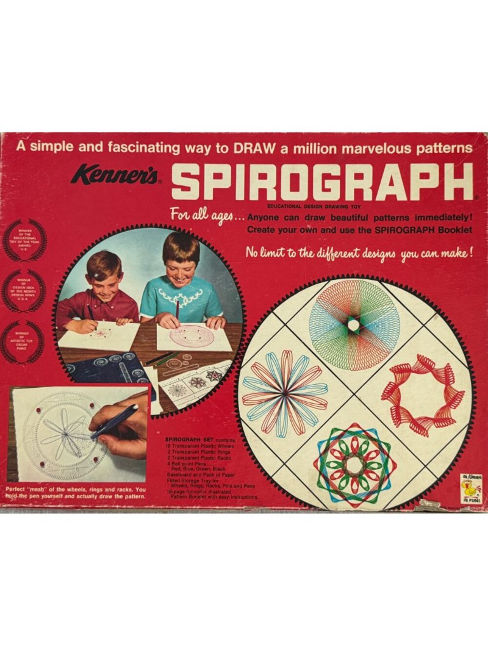 Vintage 1967 Kenner SPIROGRAPH Set (Incomplete) Screen Free Creative Drawing Toy